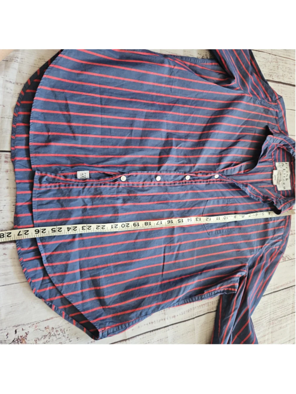 Frank and Eileen Eileen Blue White Striped Collared Button Up Womens Small - Picture 4 of 5